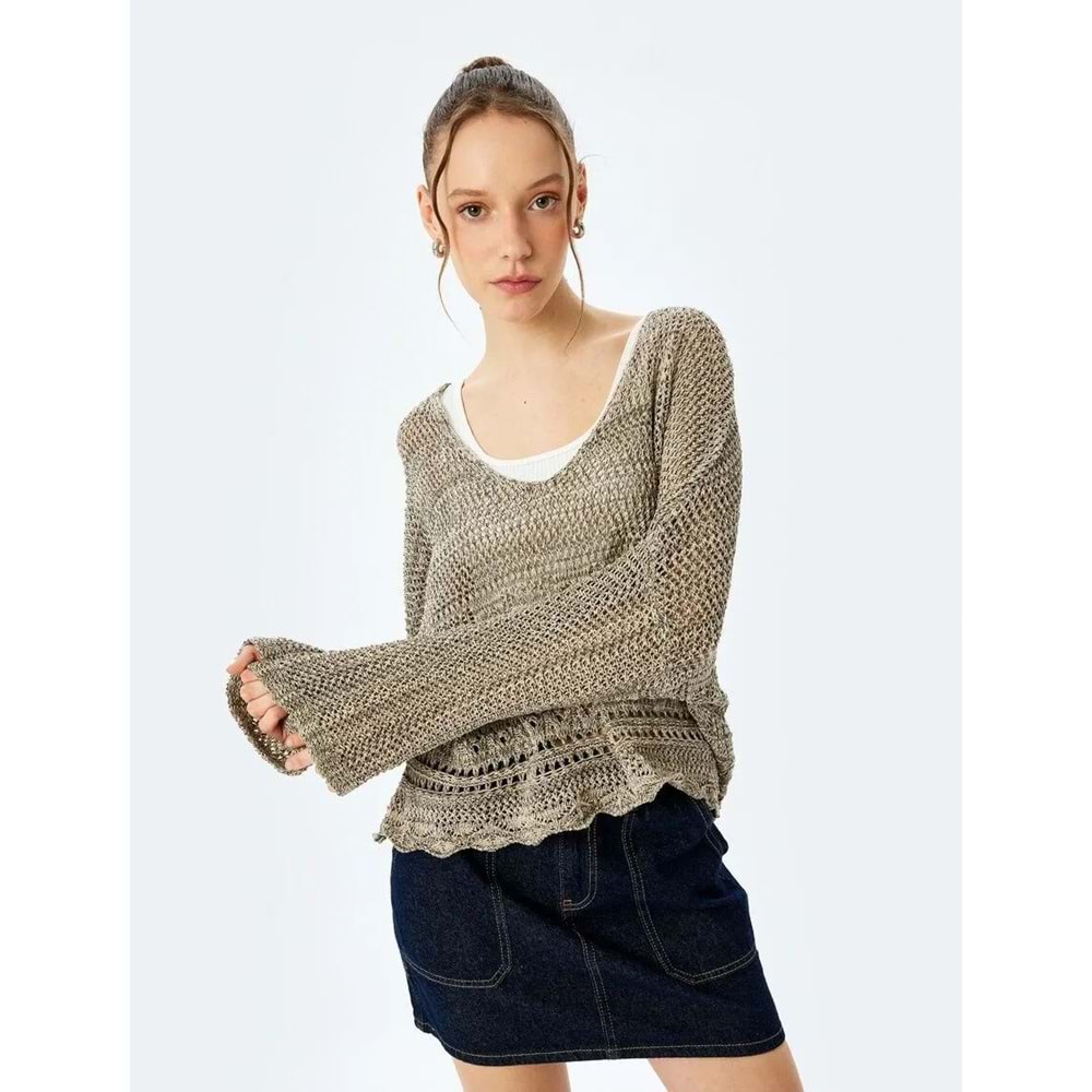 V Yaka Uzun Kollu Triko Kazak 5SAL90013HT