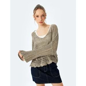 V Yaka Uzun Kollu Triko Kazak 5SAL90013HT