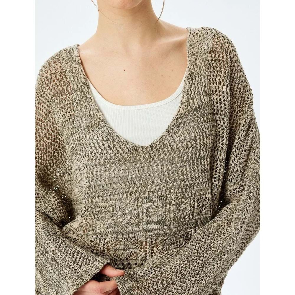 V Yaka Uzun Kollu Triko Kazak 5SAL90013HT