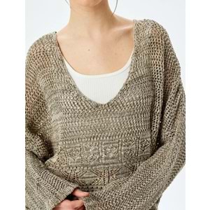 V Yaka Uzun Kollu Triko Kazak 5SAL90013HT