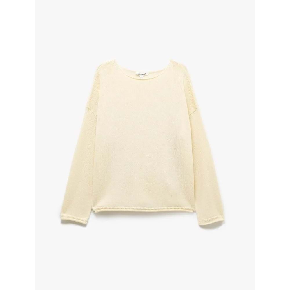 Uzun Kollu Triko Kayık Yaka Kazak 5SAL90023HT