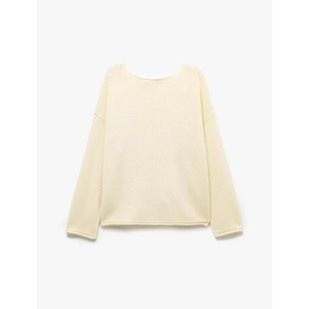 Uzun Kollu Triko Kayık Yaka Kazak 5SAL90023HT