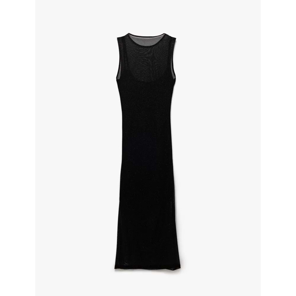 Midi Tül Bodycon Elbise 5SAK80025FK - KOTON - SİYAH - S
