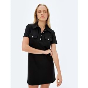 Polo Yaka Elbise 5SAK80042EK - KOTON - SİYAH - S