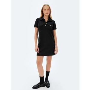 Polo Yaka Elbise 5SAK80042EK - KOTON - SİYAH - S