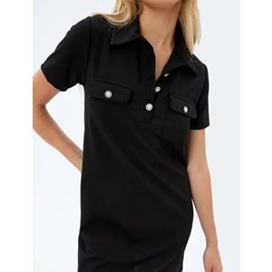 Polo Yaka Elbise 5SAK80042EK - KOTON - SİYAH - S