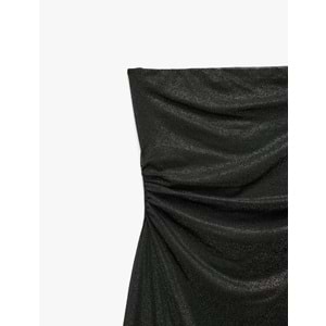 Drapeli Volanlı Abiye Elbise 5SAK80050FK - KOTON - SİYAH - M