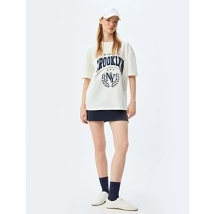 Oversize Tişört Kolej Baskılı 5SAL10023IK