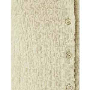 Düğmeli Gömlek Yaka Dokulu Kısa Kollu Bluz 5SAL60003IK - KOTON - YEŞİL - XS