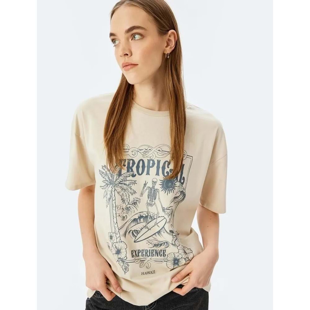 Bisiklet Yaka Oversize Tişört 5SAL10076IK