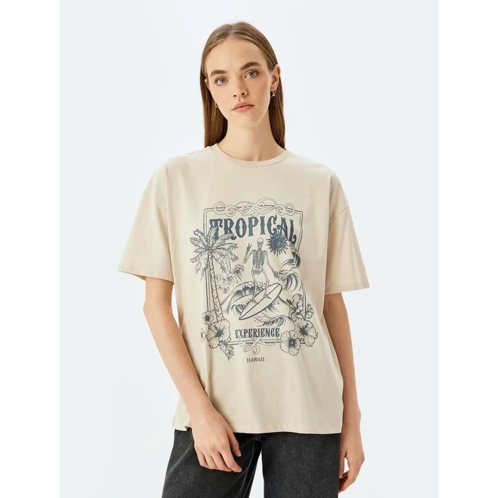 Bisiklet Yaka Oversize Tişört 5SAL10076IK