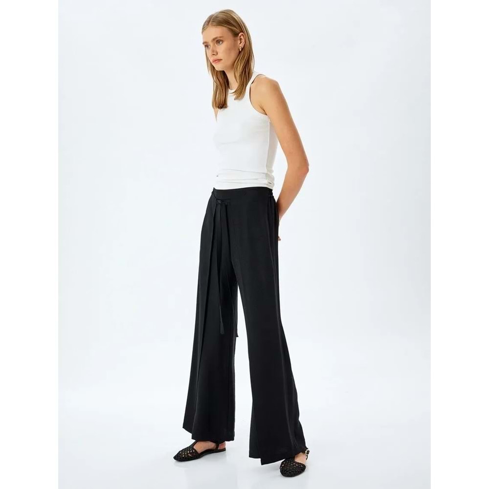 Bol Paça Viskon Pantolon 5SAK40093UW - KOTON - SİYAH - 38