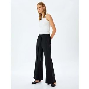 Bol Paça Viskon Pantolon 5SAK40093UW - KOTON - SİYAH - 38