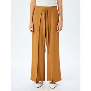 Bol Paça Viskon Pantolon 5SAK40093UW - KOTON - KAHVERENGİ - 38