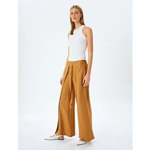 Bol Paça Viskon Pantolon 5SAK40093UW - KOTON - KAHVERENGİ - 38