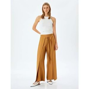 Bol Paça Viskon Pantolon 5SAK40093UW - KOTON - KAHVERENGİ - 40