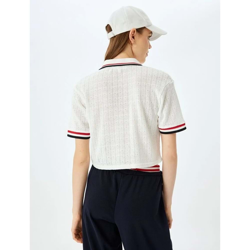 Polo Yaka Kısa Kollu Tişört 5SAL10046IK - KOTON - EKRU - M