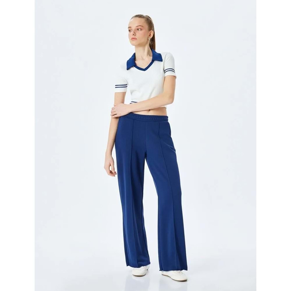 Polo Yaka Biyeli Crop Tişört 5SAL10183IK - KOTON - EKRU - S