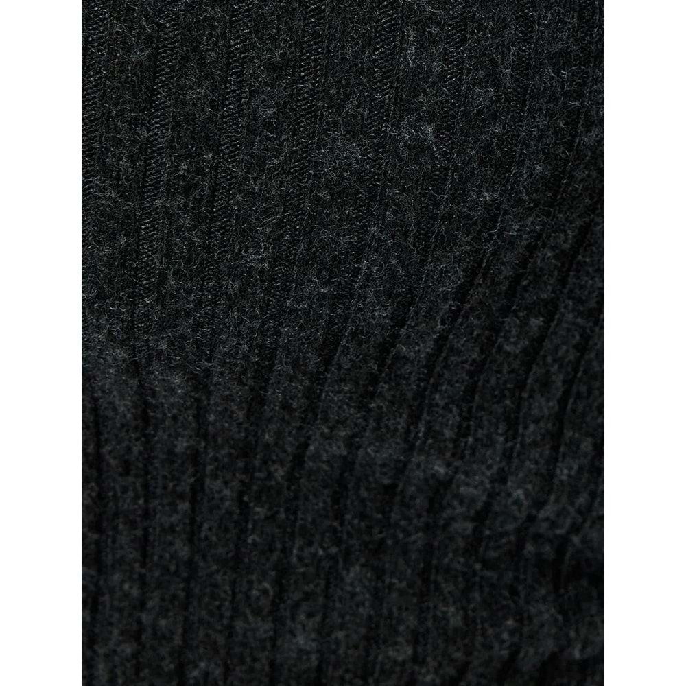 Omuzu Açık Slim Fit Uzun Kollu Tişört 5SAL10588IK - KOTON - ANTRASİT - M