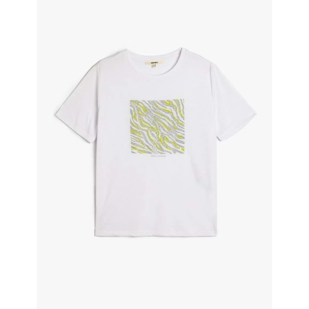 Kısa Kollu Baskılı Simli Baskılı Tişört 5SAK50114EK