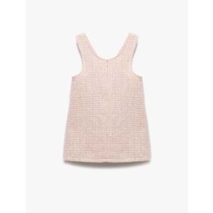 Kız Bebek Kız Bebek Yuvarlak Yaka Askılı Cep Detaylı Tüvit Jile Elbise 5SMG80076AW - KOTON - PEMBE - 24-36 AY