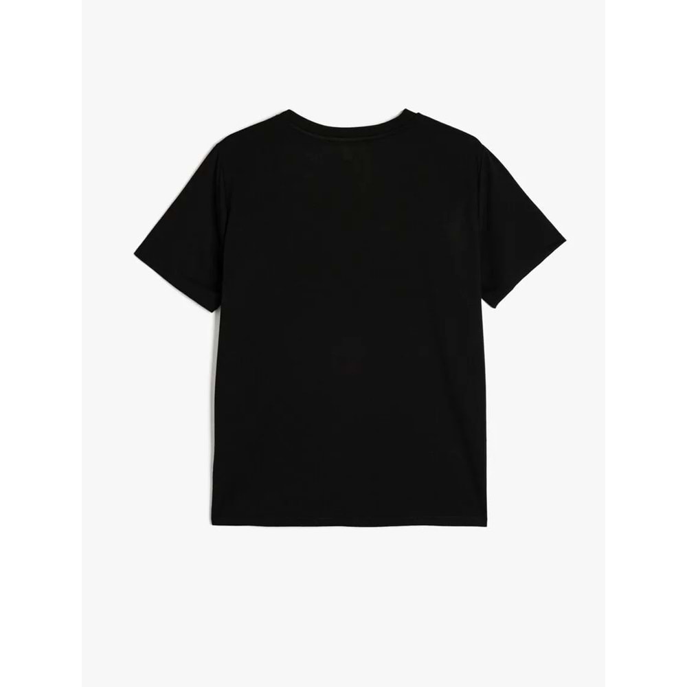 Bisiklet Yaka Kısa Kollu Metalik Baskılı Tişört 5SAK50116EK