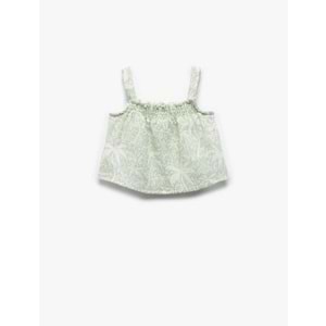 Kız Bebek Pamuklu Kare Yaka Gipeli Askılı Bluz 5SMG60034AW