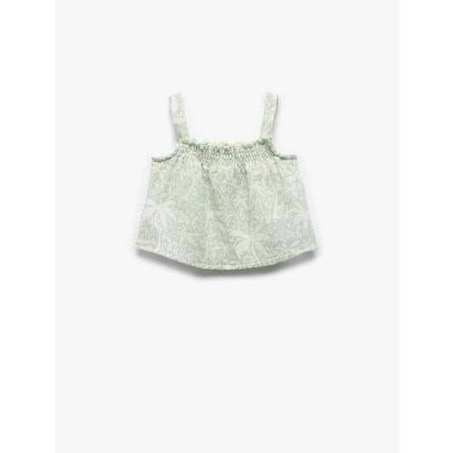 Kız Bebek Pamuklu Kare Yaka Gipeli Askılı Bluz 5SMG60034AW