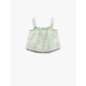 Kız Bebek Pamuklu Kare Yaka Gipeli Askılı Bluz 5SMG60034AW