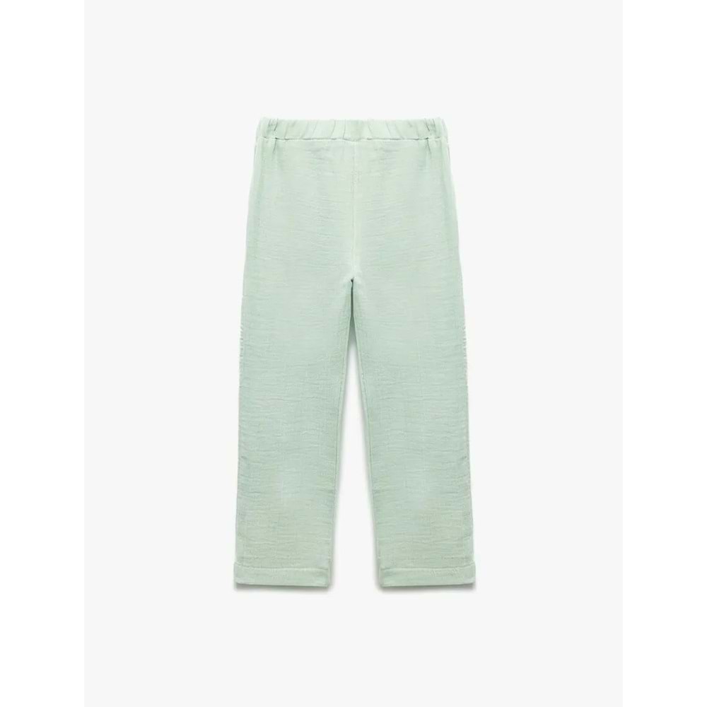 Kız Bebek Pamuklu Cep Detaylı Beli Bağlamalı Müslin Pantolon 5SMG40028AW - KOTON - YEŞİL - 12-18 AY