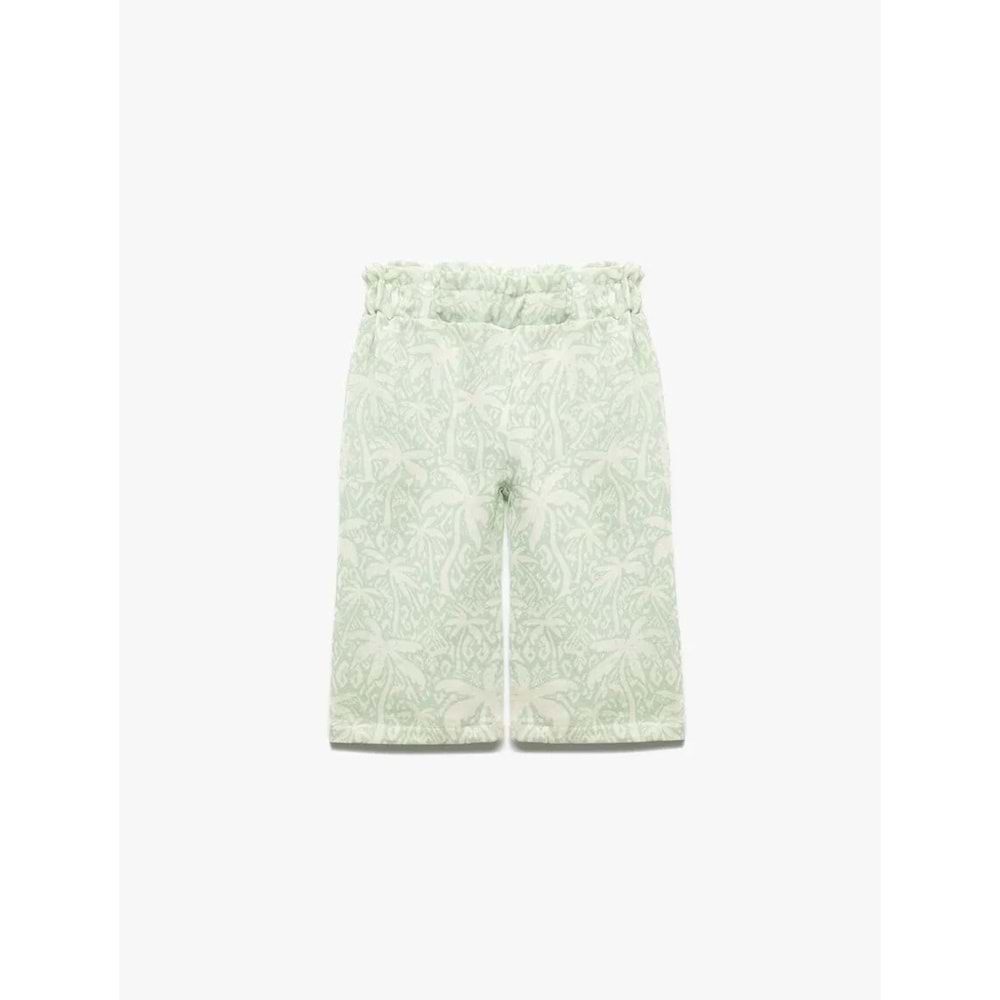 Kız Bebek Pamuklu Beli Lastikli Desenli Bol Paça Pantolon 5SMG40022AW - KOTON - YEŞİL - 12-18 AY