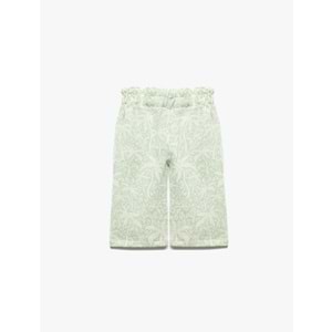 Kız Bebek Pamuklu Beli Lastikli Desenli Bol Paça Pantolon 5SMG40022AW - KOTON - YEŞİL - 12-18 AY