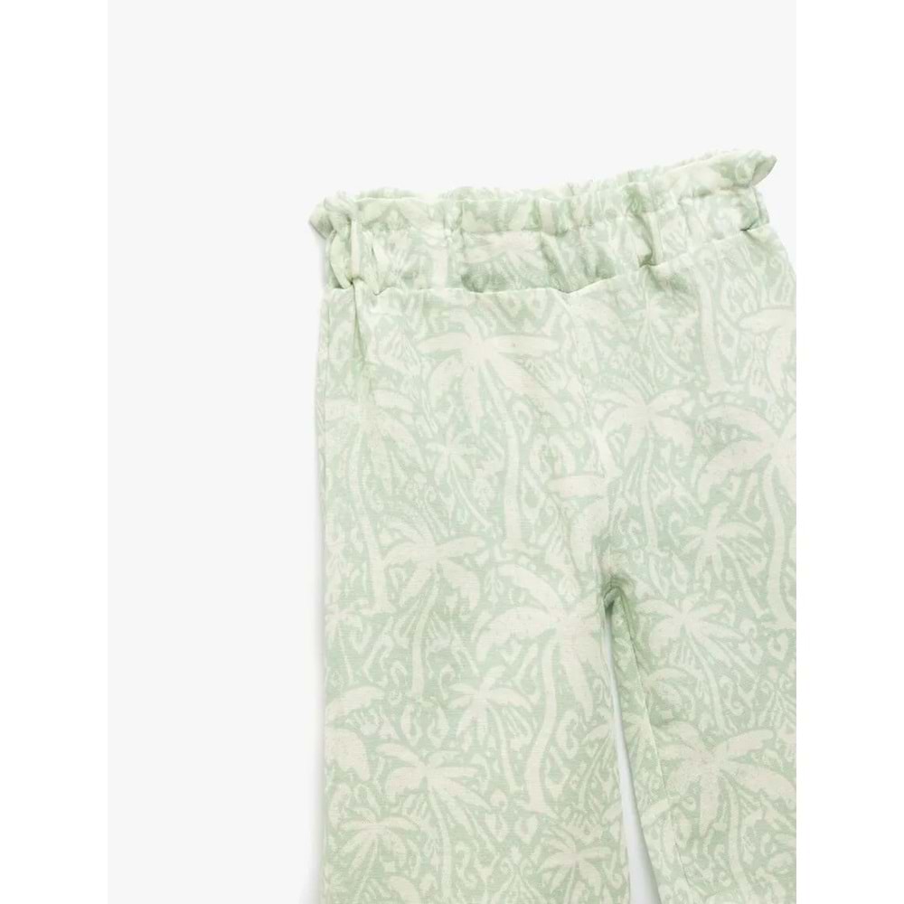 Kız Bebek Pamuklu Beli Lastikli Desenli Bol Paça Pantolon 5SMG40022AW - KOTON - YEŞİL - 12-18 AY