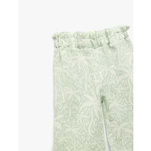Kız Bebek Pamuklu Beli Lastikli Desenli Bol Paça Pantolon 5SMG40022AW - KOTON - YEŞİL - 12-18 AY