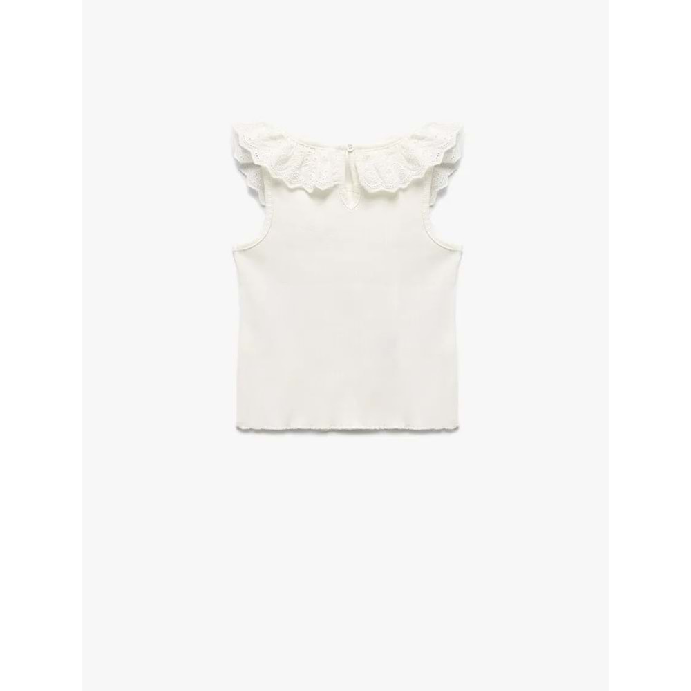 Kız Bebek Pamuklu Brodeli Fırfırlı Bisiklet Yaka Kolsuz Atlet 5SMG30001AK