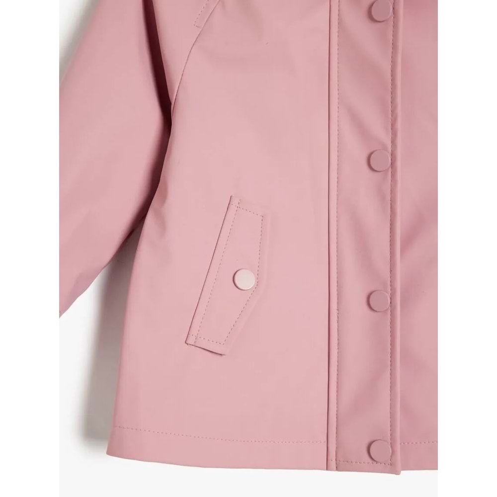Kız Bebek Çıtçıt Detaylı Uzun Kollu Kapşonlu Cepli Yağmurluk 5SMG20008AW - KOTON - PEMBE - 3-4 YAŞ