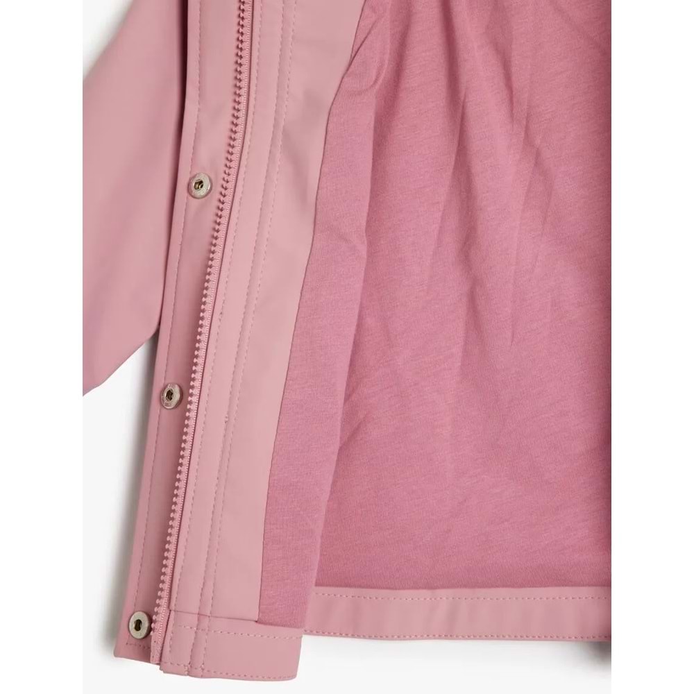 Kız Bebek Çıtçıt Detaylı Uzun Kollu Kapşonlu Cepli Yağmurluk 5SMG20008AW - KOTON - PEMBE - 3-4 YAŞ