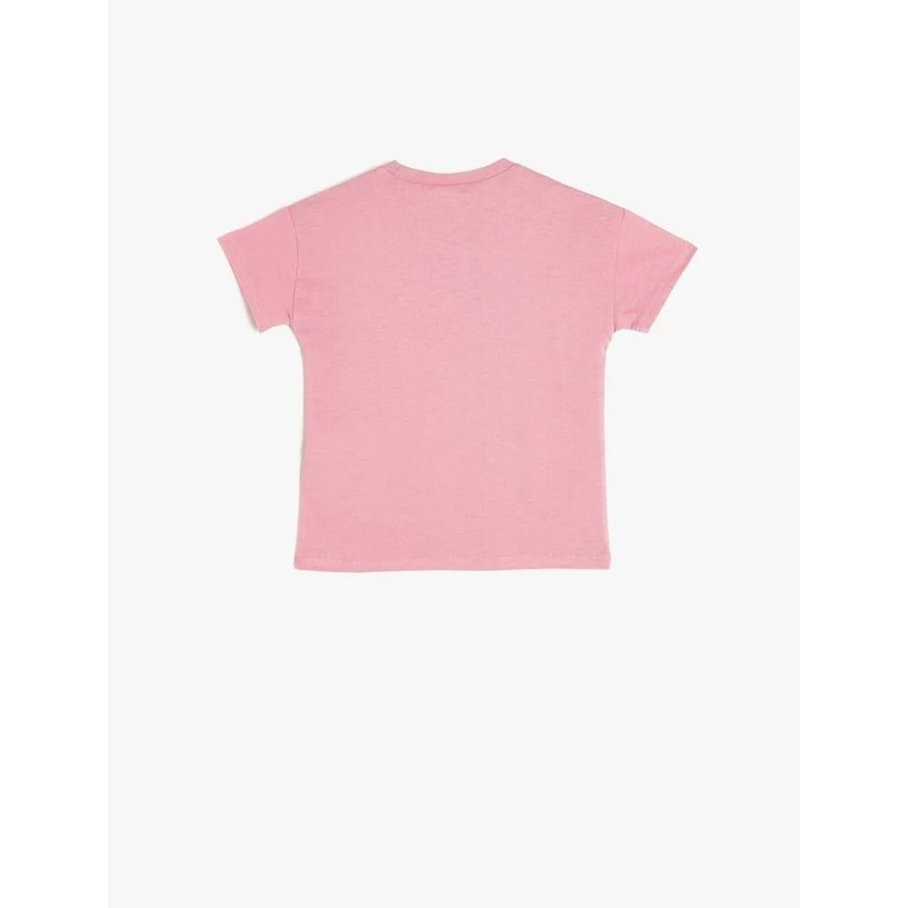 Kız Bebek Çiçek İşlemeli Kısa Kollu Pamuklu Basic Tişört 5SMG10063AK - KOTON - PEMBE - 3-4 YAŞ