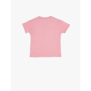 Kız Bebek Çiçek İşlemeli Kısa Kollu Pamuklu Basic Tişört 5SMG10063AK - KOTON - PEMBE - 3-4 YAŞ