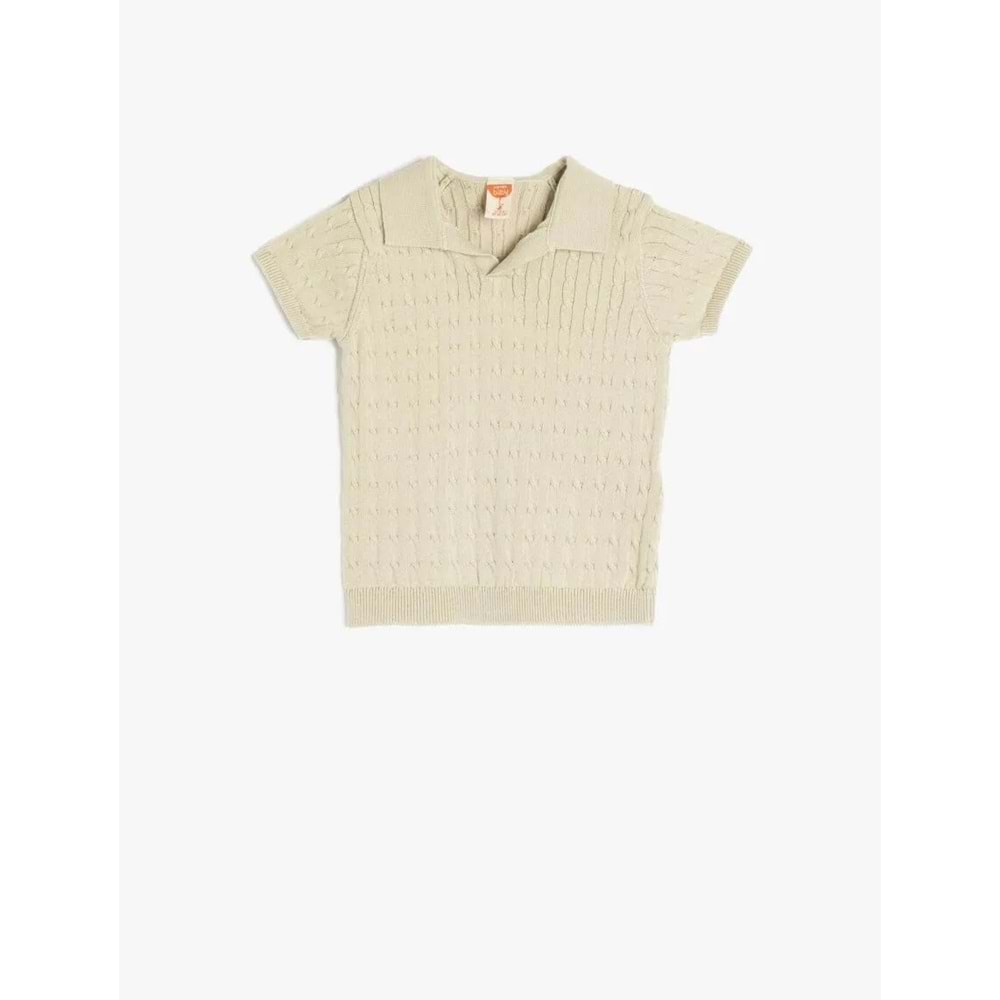 Erkek Bebek Pamuklu Polo Yaka Kısa Kollu Triko Tişört 5SMB90001TT - KOTON - EKRU - 18-24 AY
