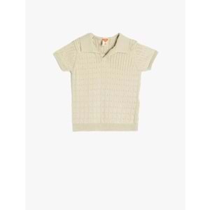 Erkek Bebek Pamuklu Polo Yaka Kısa Kollu Triko Tişört 5SMB90001TT - KOTON - EKRU - 18-24 AY