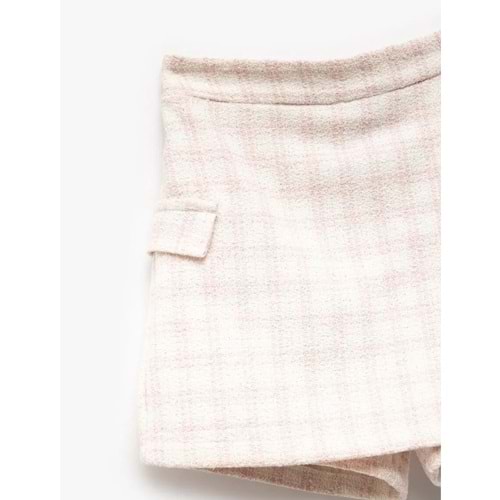 5SKG40138AW Kız Çocuk Beli Lastikli Cep Detaylı Tüvit Şort Etek