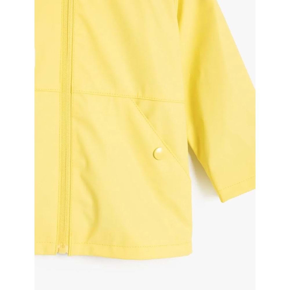 Erkek Bebek Çıtçıt Detaylı Uzun Kollu Kapşonlu Yağmurluk 5SMB20001TW - KOTON - SARI - 3-4 YAŞ