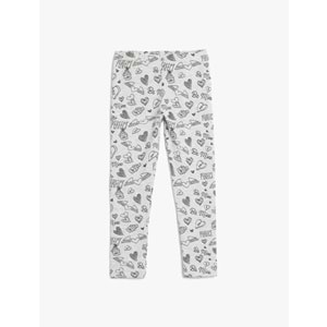 KKız Çocuk Kalp Desenli Beli Lastikli Tayt 5SKG40145AK - KOTON - GRİ - 9-10 YAŞ