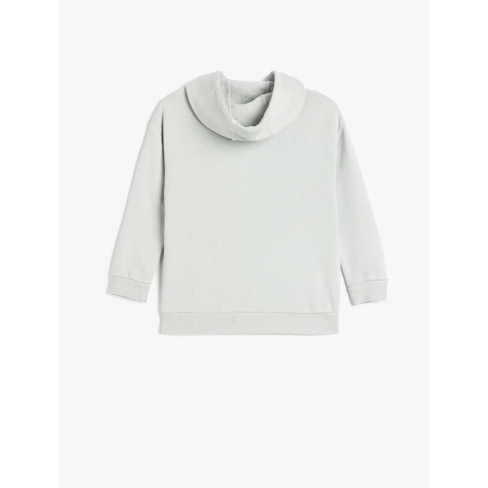 Erkek Çocuk Kapşonlu Pamuklu Uzun Kollu Fermuarlı Sweatshirt 5SKB10266TK - KOTON - GRİ - 7-8 YAŞ