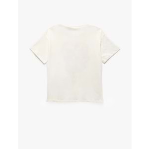 Kız Çocuk Lisanslı Kısa Kollu Bisiklet Yaka Pamuklu Stitch Tişört 5SKG10436AK