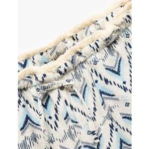 Kız Çocuk Viskon Beli Bağcıklı Desenli Düz Paça Pantolon 5SKG40007AW - KOTON - MAVİ - 7-8 YAŞ