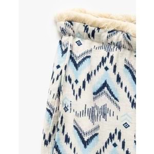 Kız Çocuk Viskon Beli Bağcıklı Desenli Düz Paça Pantolon 5SKG40007AW - KOTON - MAVİ - 5-6 YAŞ