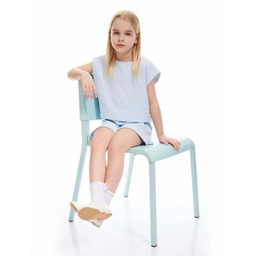 Düğme Detaylı Kolsuz Bisiklet Yaka Crop Bluz 5SKG60042AK