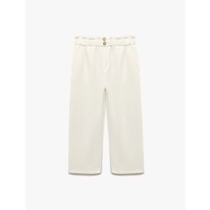 Kız Çocuk Beli Lastikli Keten ve Viskon Karışımlı Basic Pantolon 5SKG40018AW - KOTON - BEYAZ - 5-6 YAŞ